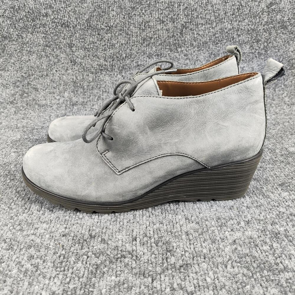 Dansko Boots Womens Size 11.5 Gray Lace Up Ankle Wedge Booties 1621949400